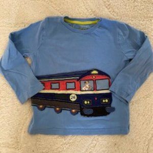 Mini Boden 4-5T Long Sleeved Blue Train shirt!